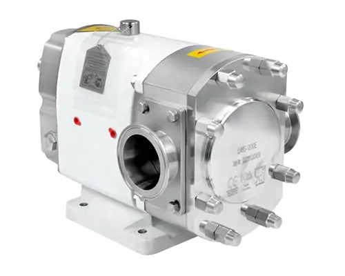 An overview diagram of a sanitary stainless steel rotary lobe pump
