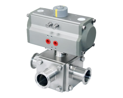 Horizontal pneumatic three way non retention ball valve