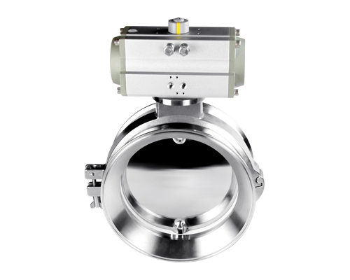 Horizontal pneumatic powder butterfly valve