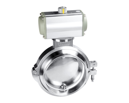 Powder tank bottom butterfly valve