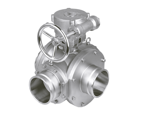 Manual 3-way non-retention ball valve with worm wheel